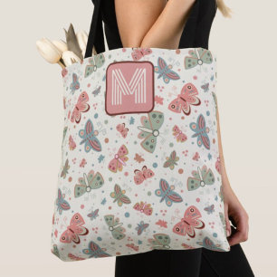 Fun Butterfly Initial Monogram Inspirivity tote Bag