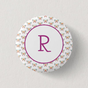 Fun Butterfly with Initial Button