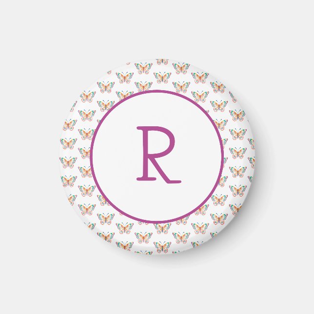 Fun Butterfly with Initial  Magnet (Front)