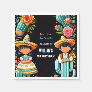 fun cactus cute uno taco first fiesta 1st Birthday Napkins