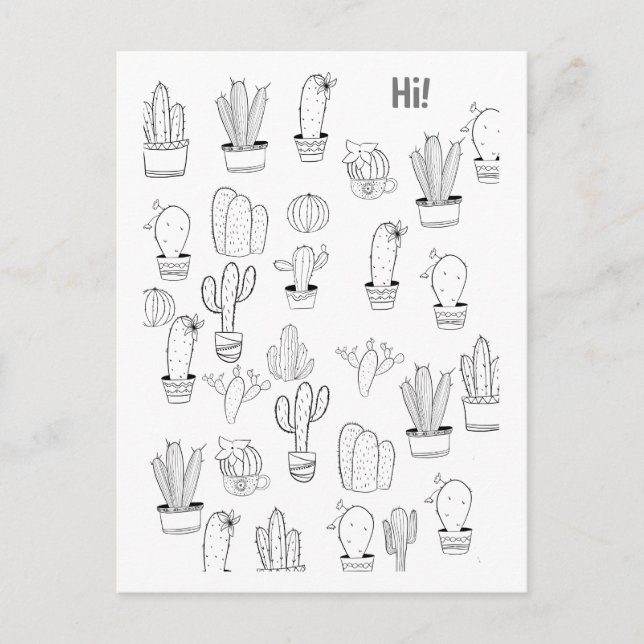 Fun Cactus Plants Paintable Postcard (Front)