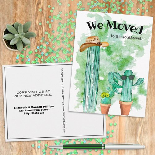Fun Cactus We Moved Southwest Announcement Postcard