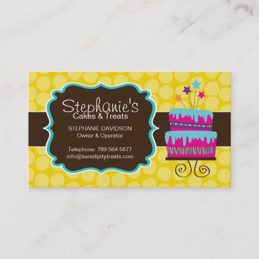 Customizable Fun Cake Bakery Business Card
