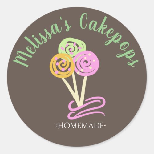 Fun Cakepop Logo Banner Homemade Bakery Swirls Classic Round Sticker