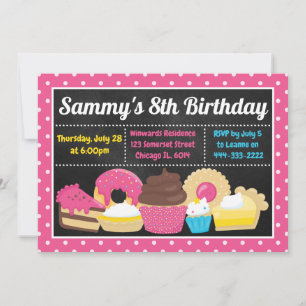 Fun Cakes and Treats Birthday Party Invitation