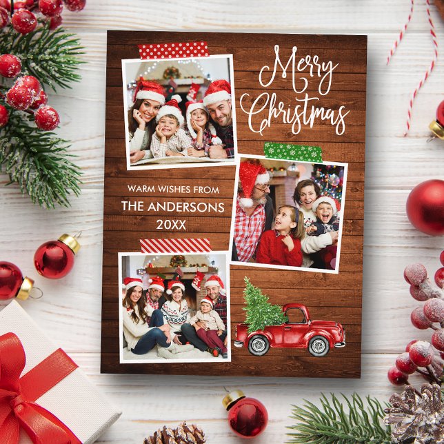 Fun Calligraphy Craft Tape Truck Wood Christmas Postcard (Customize to change your personalized text size or text style.)