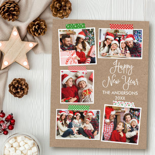 Fun Calligraphy Kraft Happy New Year Craft Tape Postcard