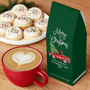 Fun Calligraphy Merry Christmas Red Truck Roasted Coffee