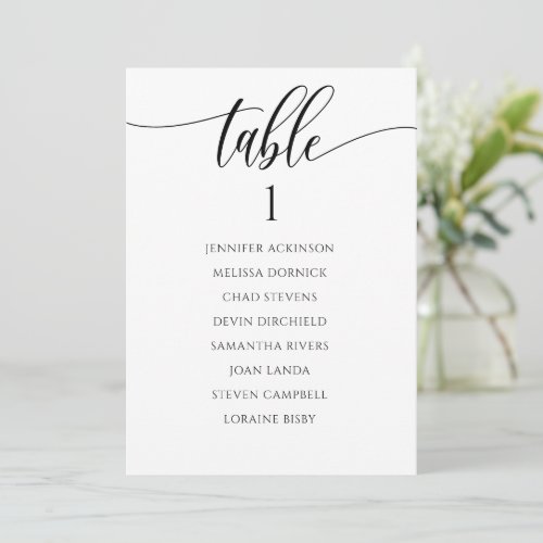 Fun Calligraphy Seating Chart Table List Card