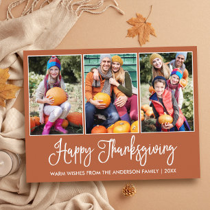 Fun Calligraphy Terracotta 3 Photos Thanksgiving Postcard