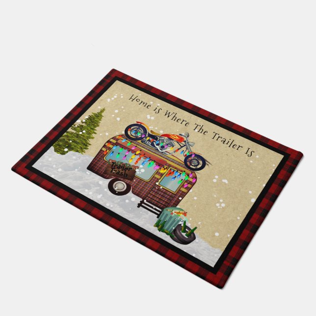 Fun Camper Trailer Trash Welcome Mat Home Is Where (Angled)
