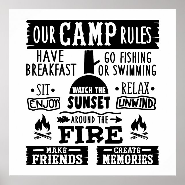 Fun Camping rules word art Poster (Front)