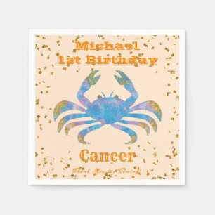 Fun Cancer First Birthday & Gold Confetti Napkins