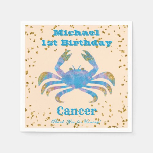 Fun Cancer First Birthday  Gold Confetti   Napkins