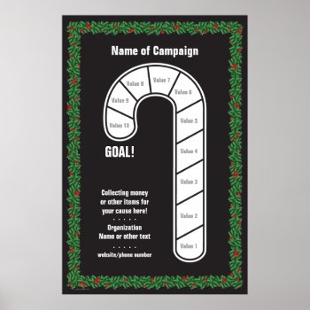 Fun Candy Cane Goal Poster by FundraisingAndGoals at Zazzle