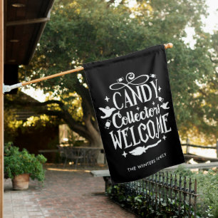 Fun Candy Collectors Welcome Black Halloween House Flag