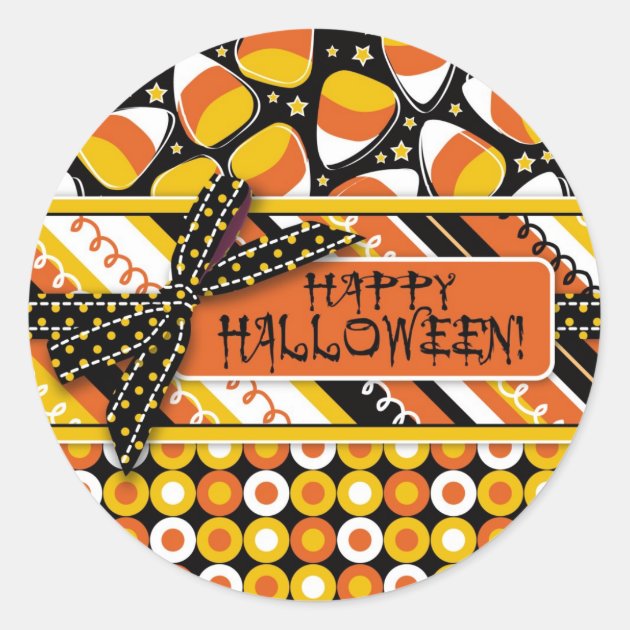 Fun Candy Corn Halloween Colors Classic Round Sticker