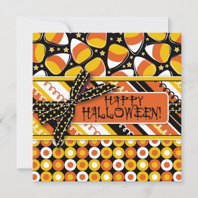Fun Candy Corn Halloween colors Invitation (Front)