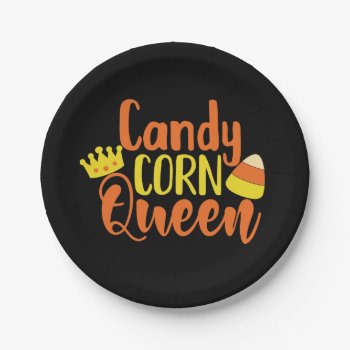 Fun Candy Corn Queen Halloween  Party Paper Plates by HolidayCreations at Zazzle