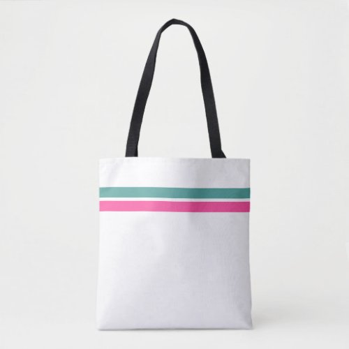 Fun Candy Pink Aqua Top Stripes White Background Tote Bag