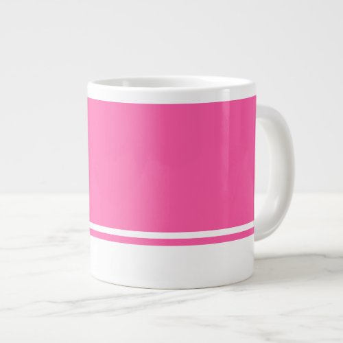 Fun Candy Pink Background White Bottom Rim Stripes Giant Coffee Mug