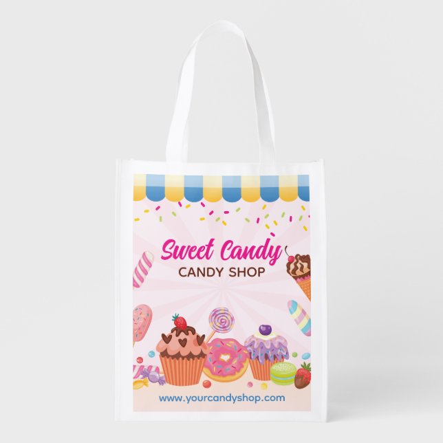 Fun Candy Shop Reusable Grocery Bag (Front)