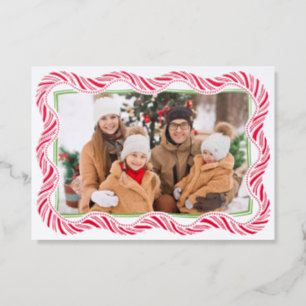 Fun Candy Stripe Photo Letterpress Christmas Card