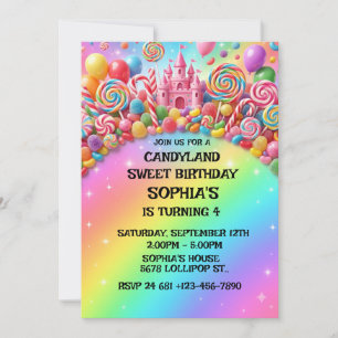 Fun Candyland Girl Birthday Invitation