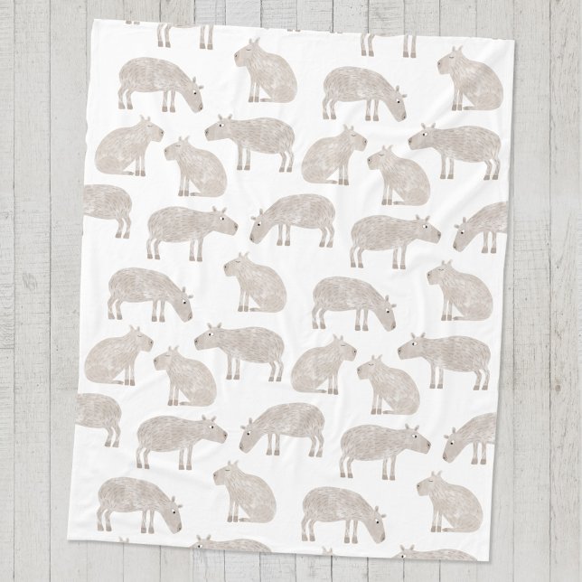 Fun Capybara Pattern Fleece Blanket (Fun capybara watercolor pattern fleece blanket)