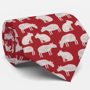 Fun Capybara Pattern Red Neck Tie