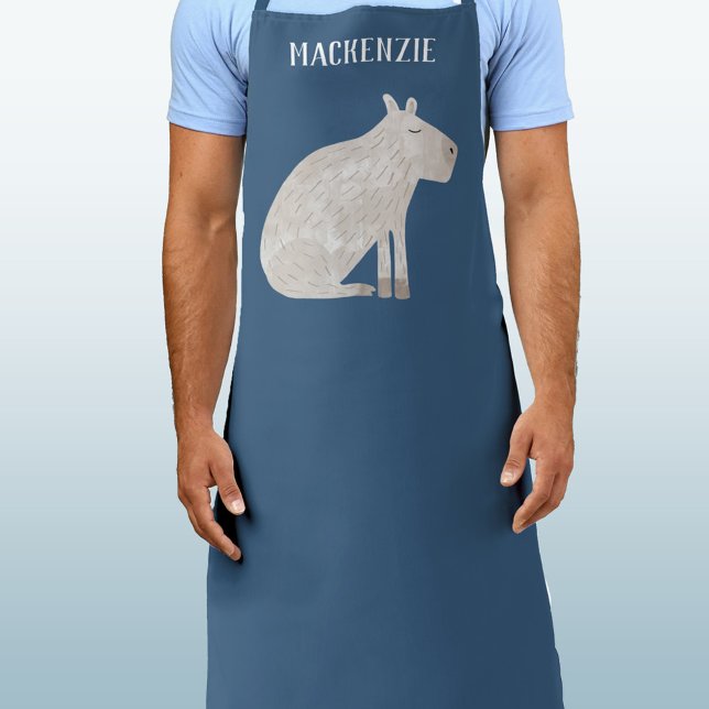 Fun Capybara Personalized Apron (Fun capybara personalized custom name apron for animal and wildlife lovers)