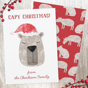 Fun Capybara Personalized Christmas Holiday Card