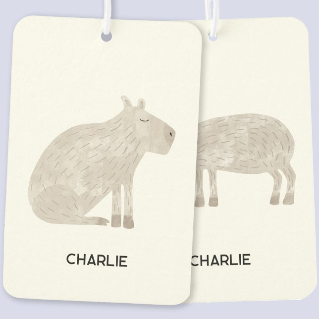 Fun Capybara Personalized Name Air Freshener (Fun personalized custom name capybara vehicle or car air freshener)