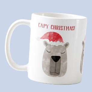 Fun Capybara Santa Hat Christmas Coffee Mug