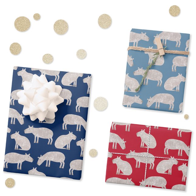 Fun Capybara Wrapping Paper Sheets (Fun capybara pattern gift wrapping paper sheets)