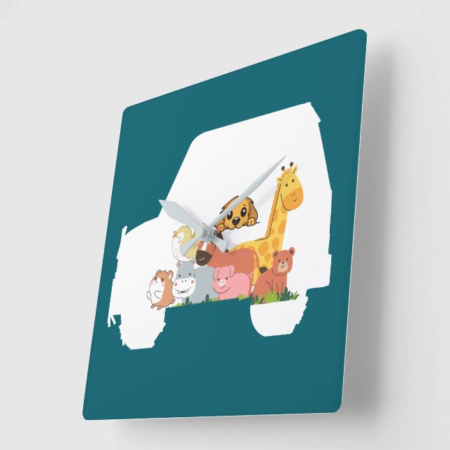 Fun car square wall clock (Angle)