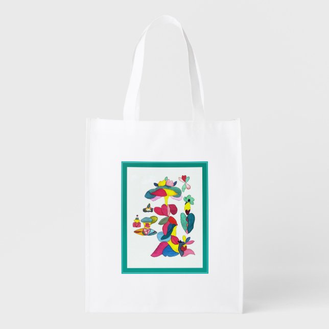 Fun, Caricature Reusable Grocery Bag (Front)