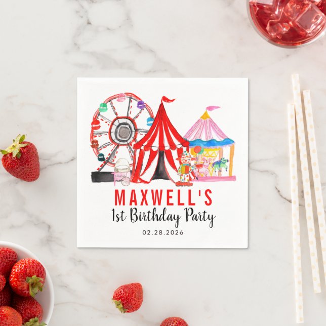 Fun Carnival Circus Festival Show Kids Birthday Napkins (Insitu)