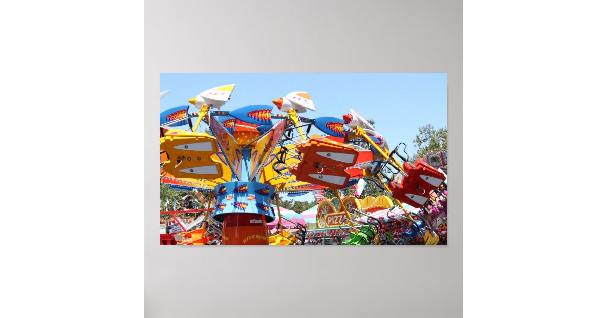 Fun Fair Rides Signage Fun carnival Colorful Fair Ride Photograph Poster | Zazzle