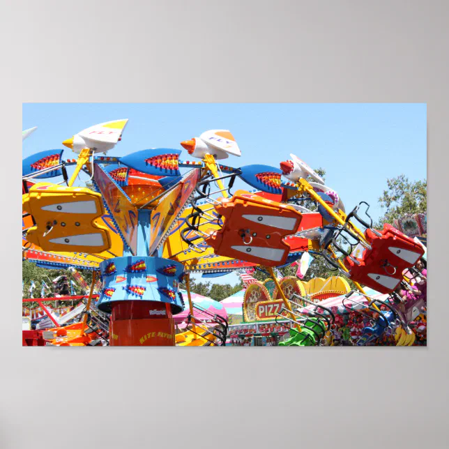 Fun Fair Rides Signage Fun carnival Colorful Fair Ride Photograph Poster | Zazzle