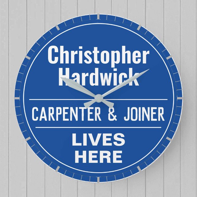 Fun Carpenter & Joiner Wall Plaque Style Large Clock (Creator Uploaded)