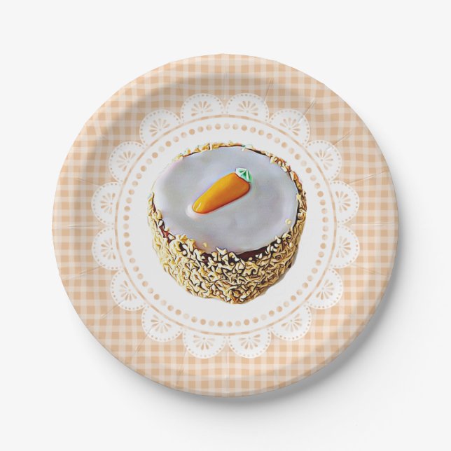 Fun Carrot Cake Orange Party Paper Plates (Front)