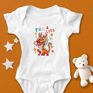 Fun Carton Dragon Chinese New Year Fu Kids Gift Baby Bodysuit