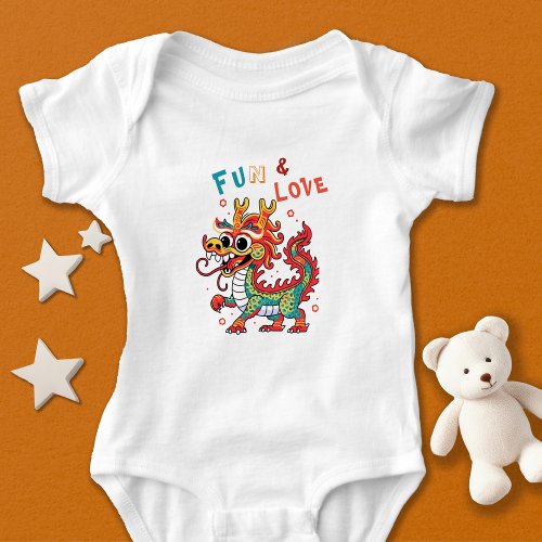 Fun Carton Dragon Chinese New Year Fu Kids Gift Baby Bodysuit