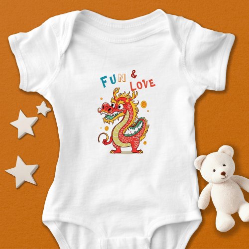 Fun Carton Dragon Chinese New Year Fu Kids Gift Baby Bodysuit