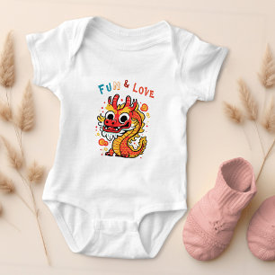 Fun Carton Dragon Chinese New Year Fu Kids Gift Baby Bodysuit