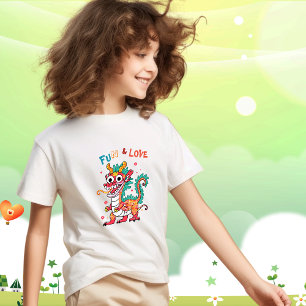 Fun Carton Dragon Chinese New Year Fu Kids Gift T-Shirt