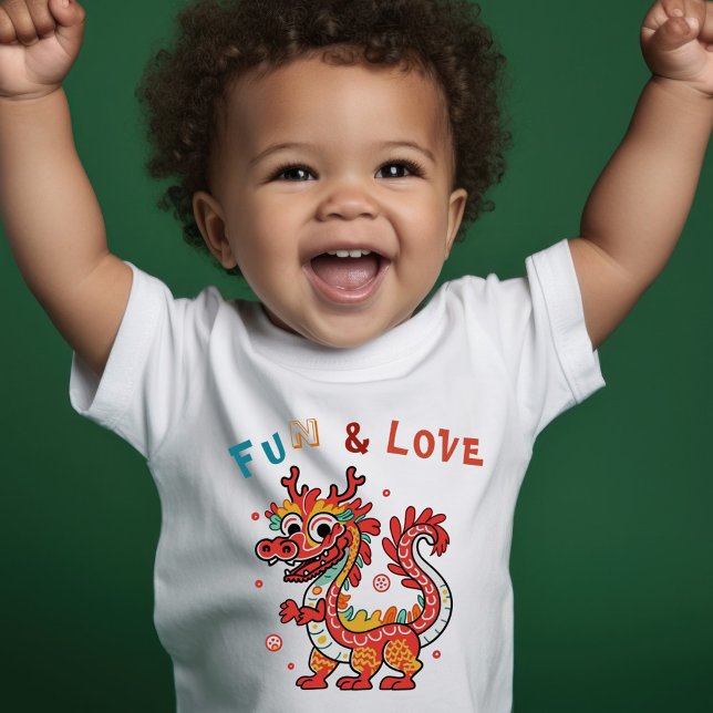 Fun Carton Dragon Chinese New Year Fu Kids Gift Toddler T-shirt (Creator Uploaded)