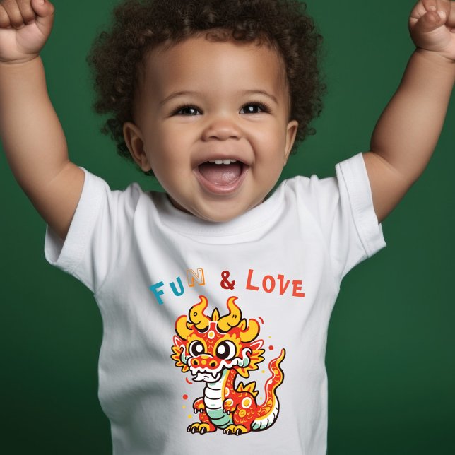 Fun Carton Dragon Chinese New Year Fu Kids Gift Toddler T-shirt (Creator Uploaded)