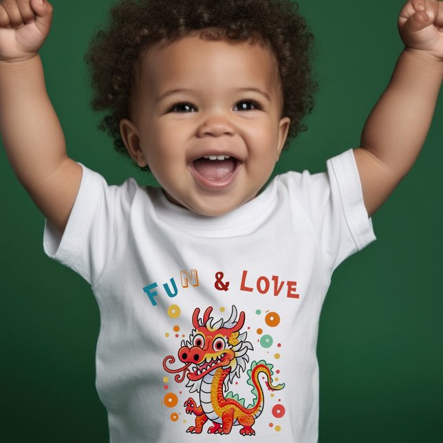 Fun Carton Dragon Chinese New Year Fu Kids Gift Toddler T-shirt (Creator Uploaded)